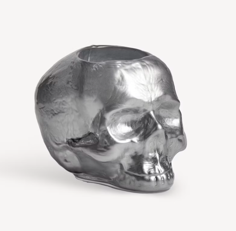 Still Life Metallic Skull Silver Votive