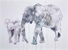 Dave White, Elephant and Calf - Framed