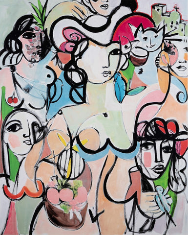 Gee Gee Collins, Lines of a Muse I - Framed