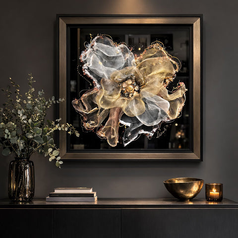 Clare Wright, Labrynth Abstract Poppy - Framed