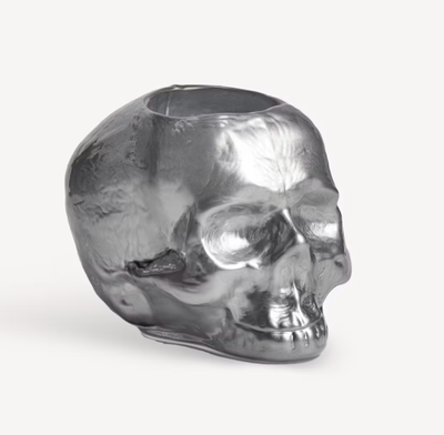 KOSTA BODA - Still Life Metallic Skull Silver Votive