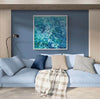 Shining Waters by Antonio Sannino, displayed above a sofa