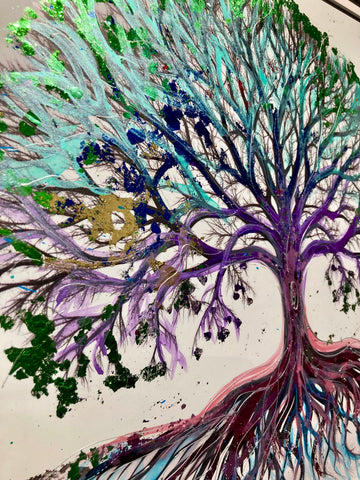 Clare Wright, Tree of Life Rainbow - Framed