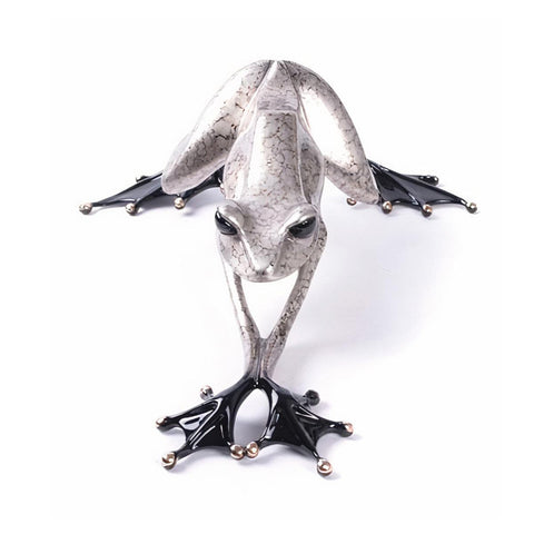 Rocket Frogman Bronze Sculpture by Tim Cotterill - top profile, silver patina