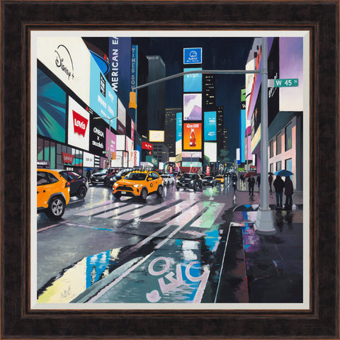 Jo Quigley, Rainy Night, Times Square - Framed