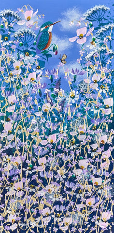 Mary Shaw, Kingfisher and Summer Florals IV Original - Framed