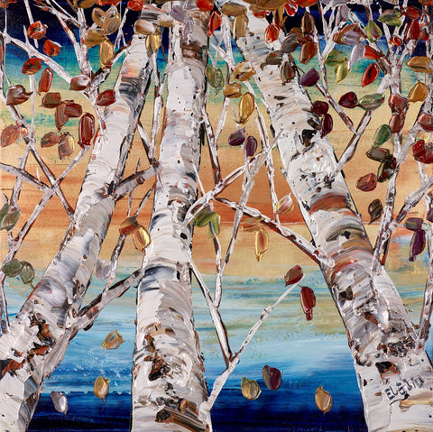 Maya Eventov, Silver Birch By The Sea Original - Framed